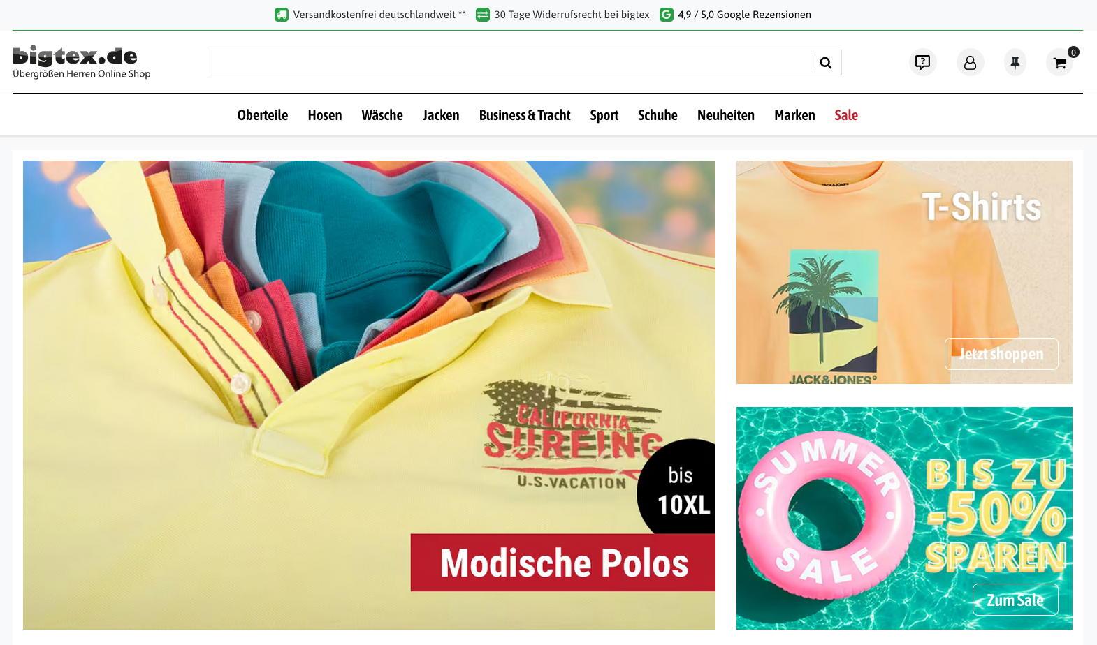 bigtex.de Online-Shop für große Größen